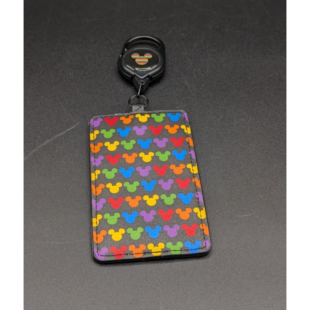 Disney Mickey Mouse Rainbow Retractable Lanyard EUC